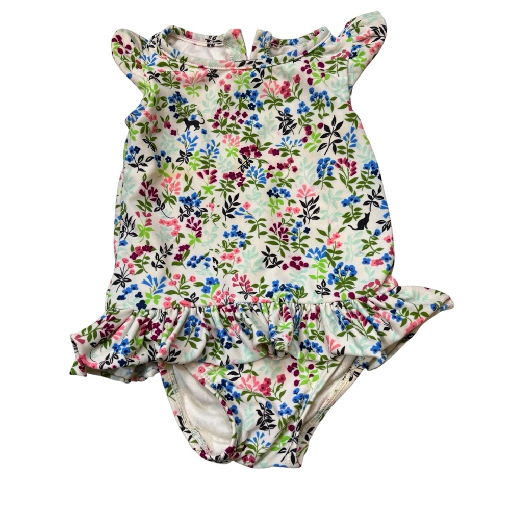 Baby Gap Girls‎ Ruffle Floral Print Swim Suit Size 0-6 Months